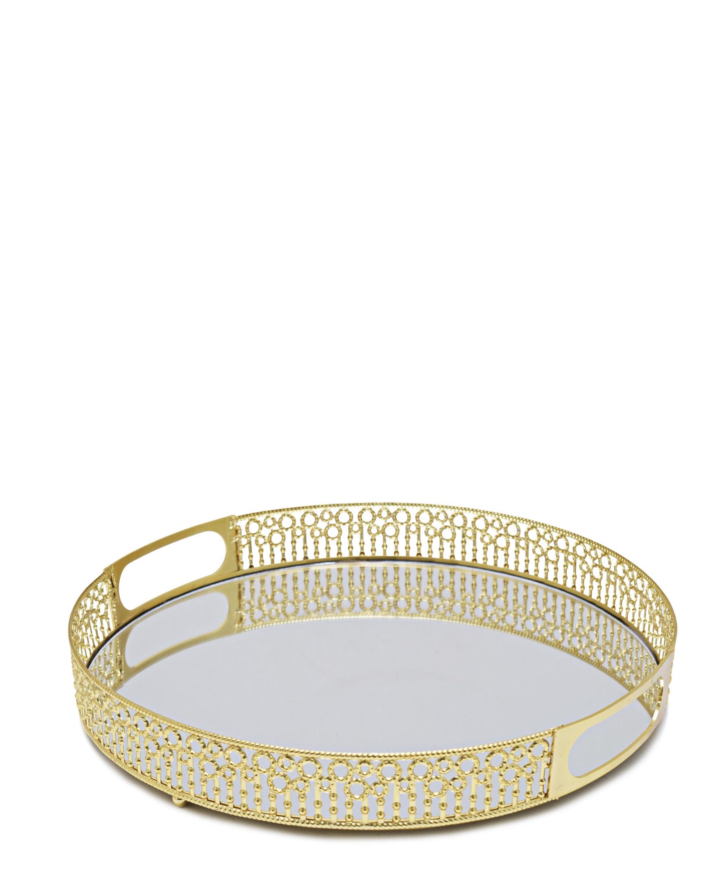 Bursa Collection Designer Tray With Handles - Gold