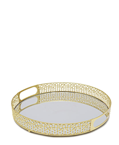 Bursa Collection Designer Tray With Handles - Gold