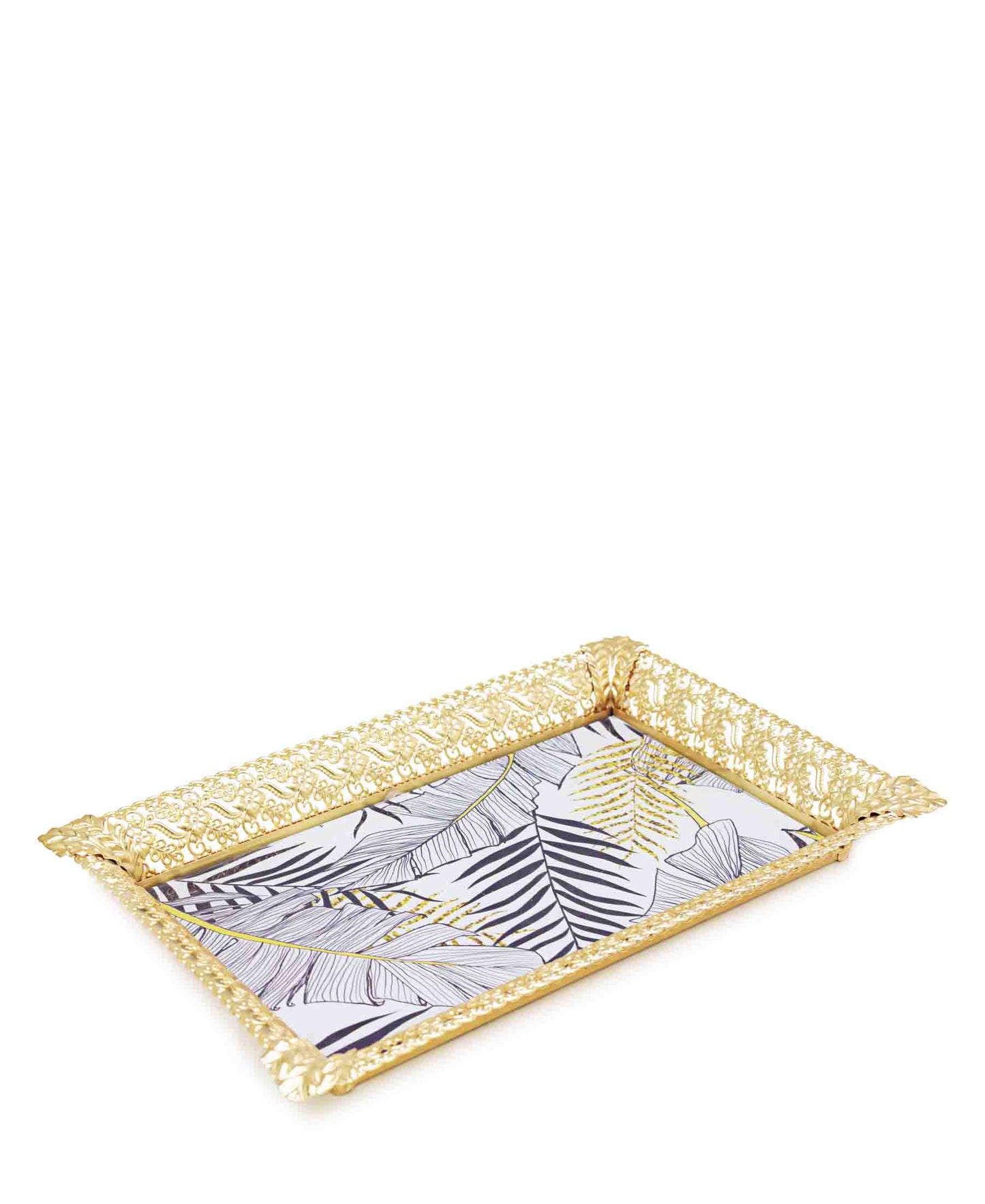 Bursa Collection Floral Design Tray - Gold